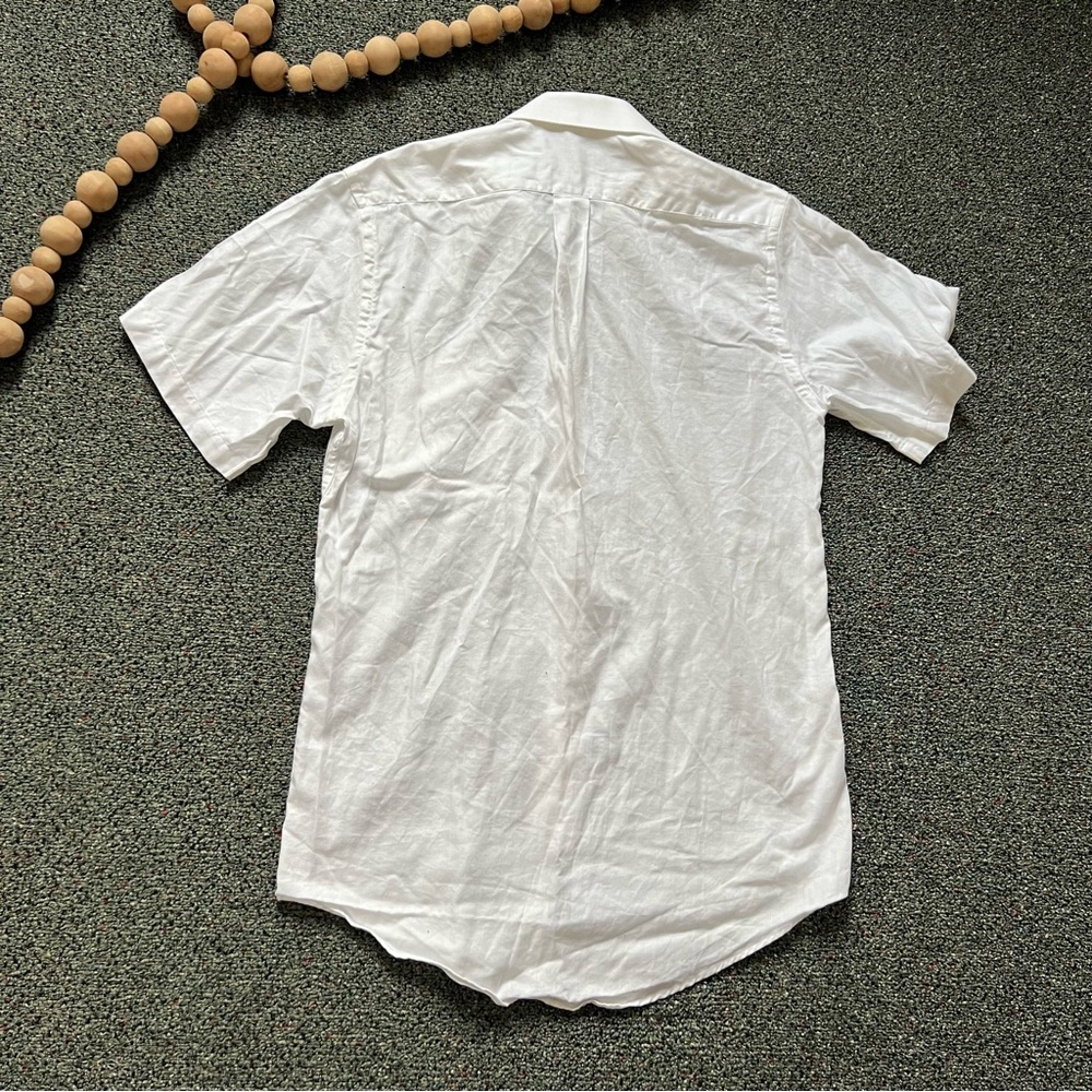 ADONIS White Cotton Short Sleeve Button Down Formal Fancy Dress Shirt Neck 14.5 - Picture 5 of 16